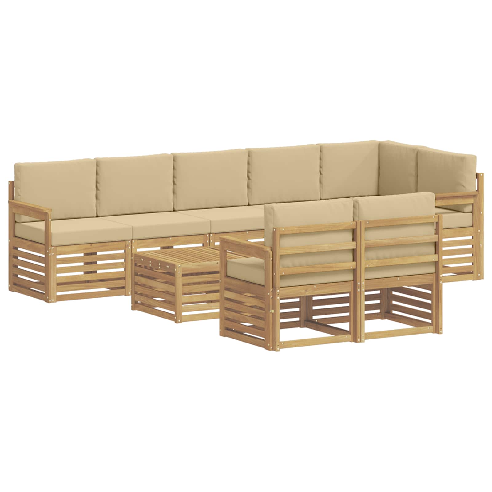 Conjunto de sofás de exterior 8 pcs y Beige 59 x 59 x 37 cm