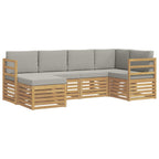 Conjunto de sofás de exterior 6 pcs Blanco y Gris Claro