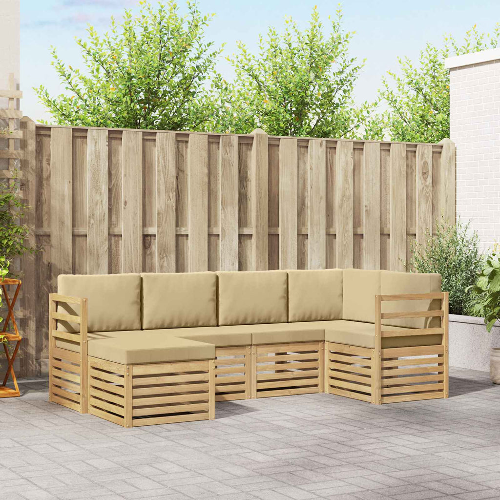 Conjunto de sofás de exterior 6 pcs y Beige Poliéster
