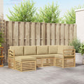 Conjunto de sofás de exterior 6 pcs y Beige Poliéster