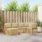 Conjunto de sofás de exterior 6 pcs y Beige Poliéster