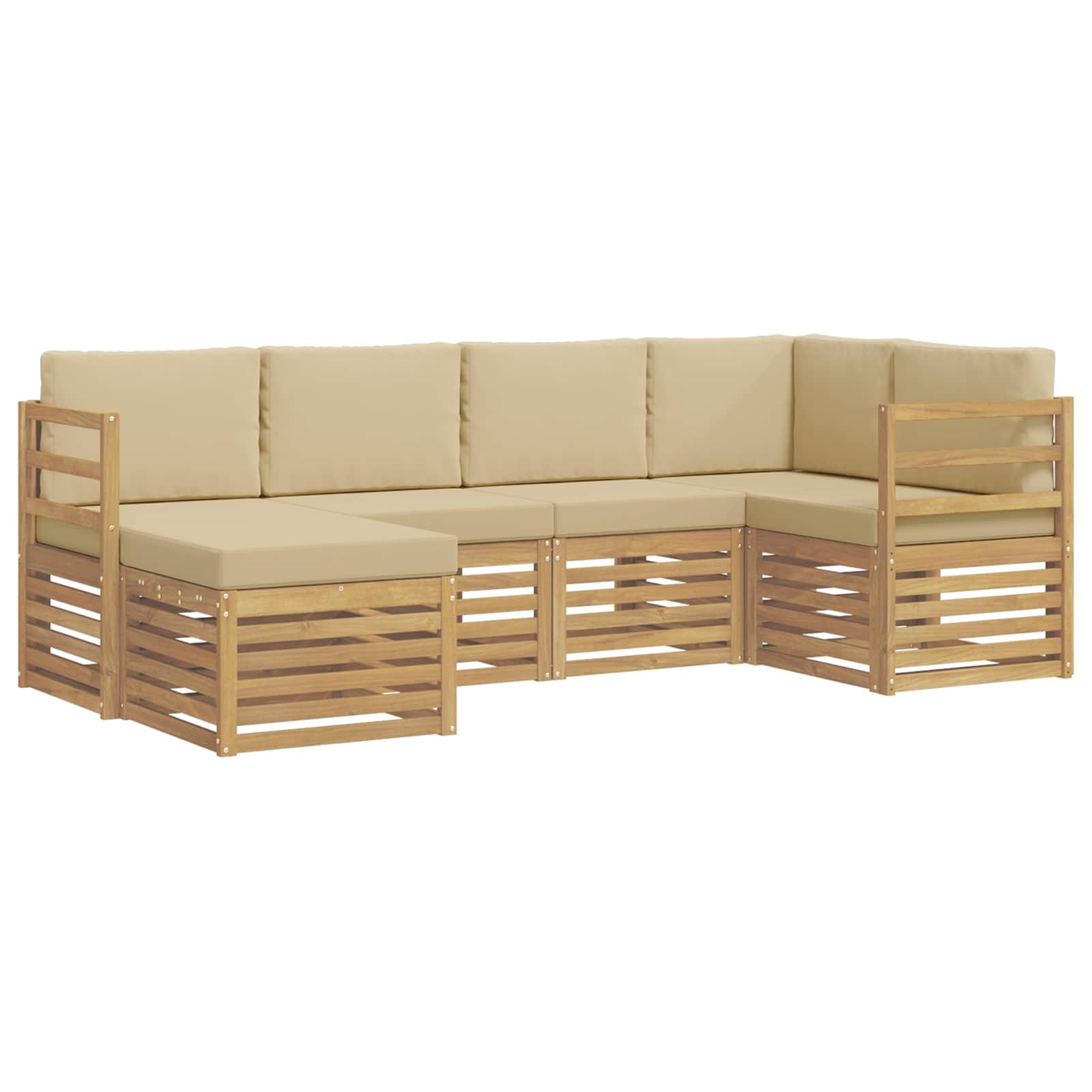 Conjunto de sofás de exterior 6 pcs y Beige Poliéster