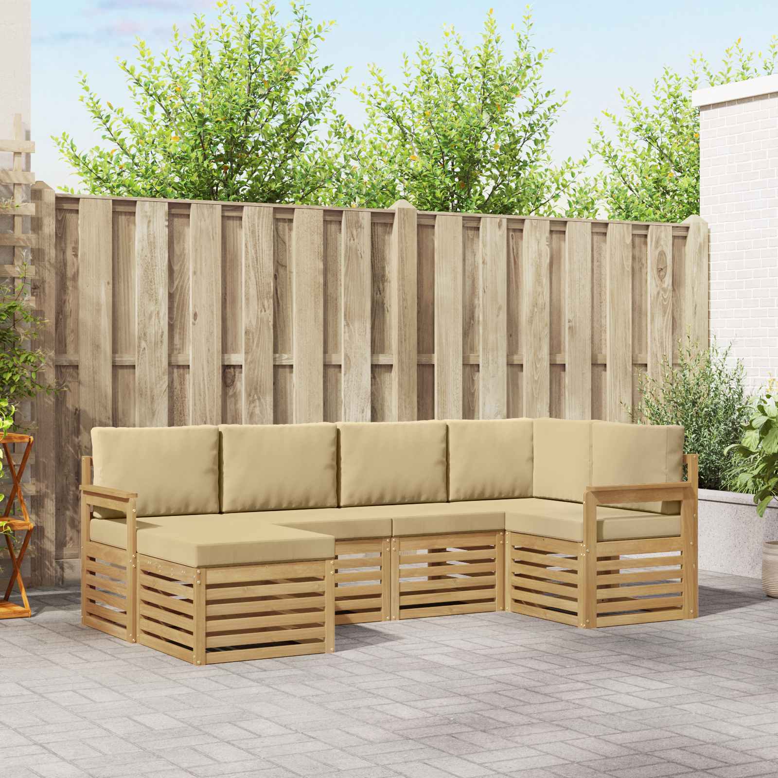 Conjunto de sofás de exterior 6 pcs y Beige 247 x 128,5 x 73 cm