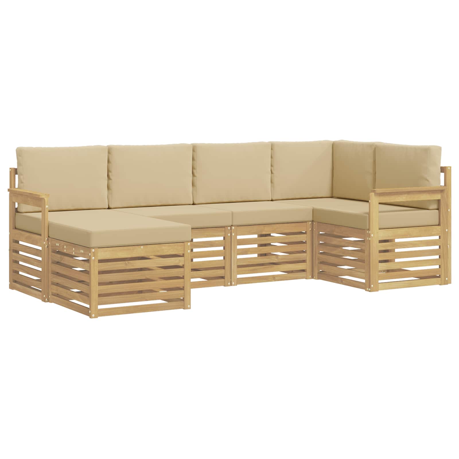 Conjunto de sofás de exterior 6 pcs y Beige 247 x 128,5 x 73 cm