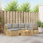 Conjunto de sofás de exterior 7 pcs Blanco y Gris Claro