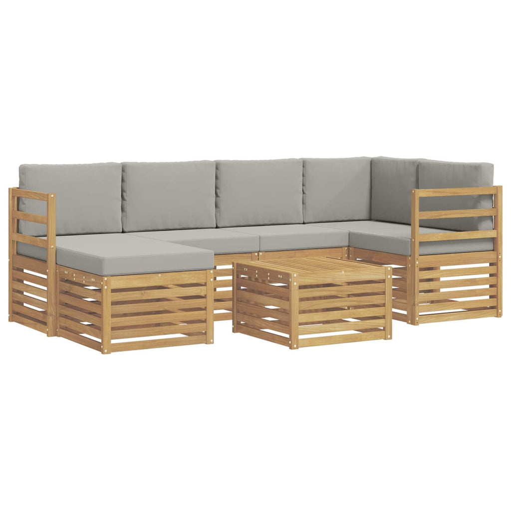 Conjunto de sofás de exterior 7 pcs Blanco y Gris Claro