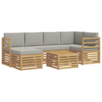 Conjunto de sofás de exterior 7 pcs Blanco y Gris Claro