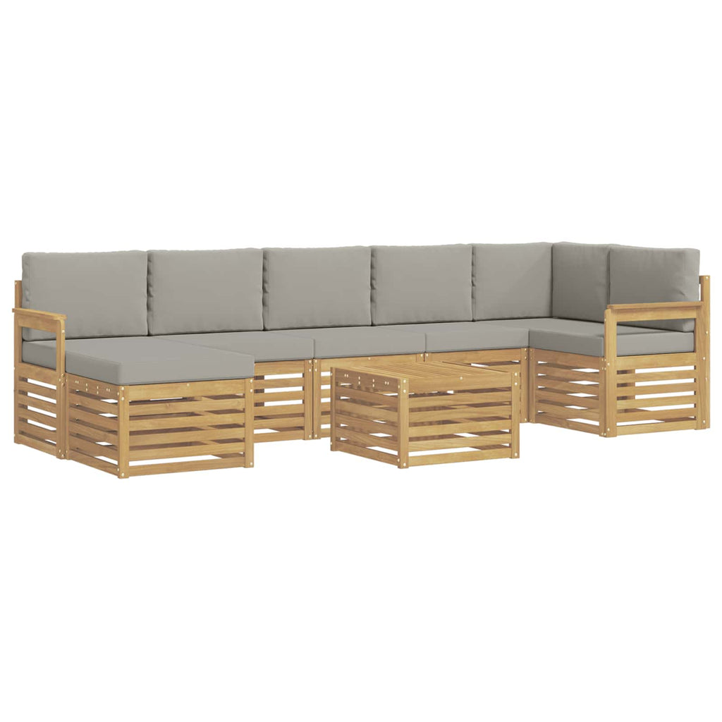 Conjunto de sofás de exterior 7 pcs Blanco y Gris Claro