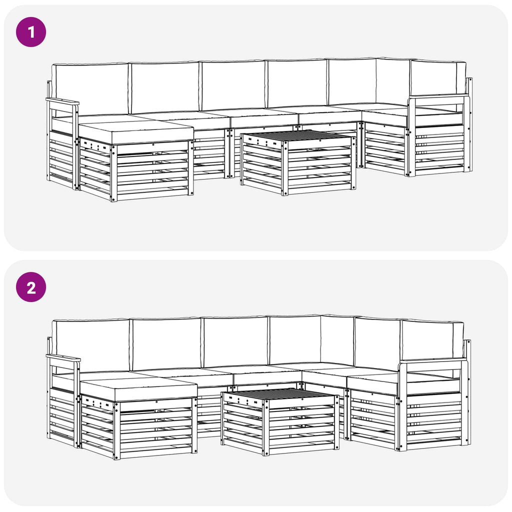 Conjunto de sofás de exterior 7 pcs Blanco y Gris Claro