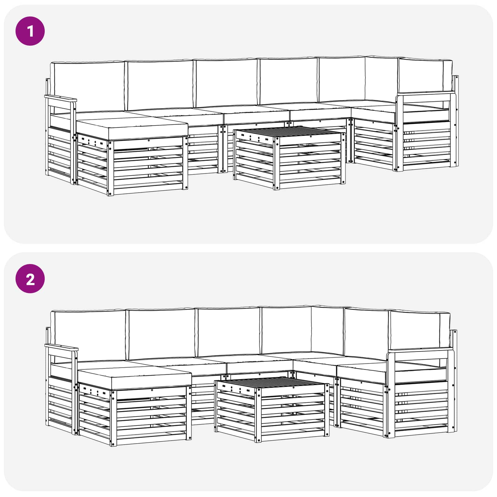 Conjunto de sofás de exterior 7 pcs Blanco y Gris Claro