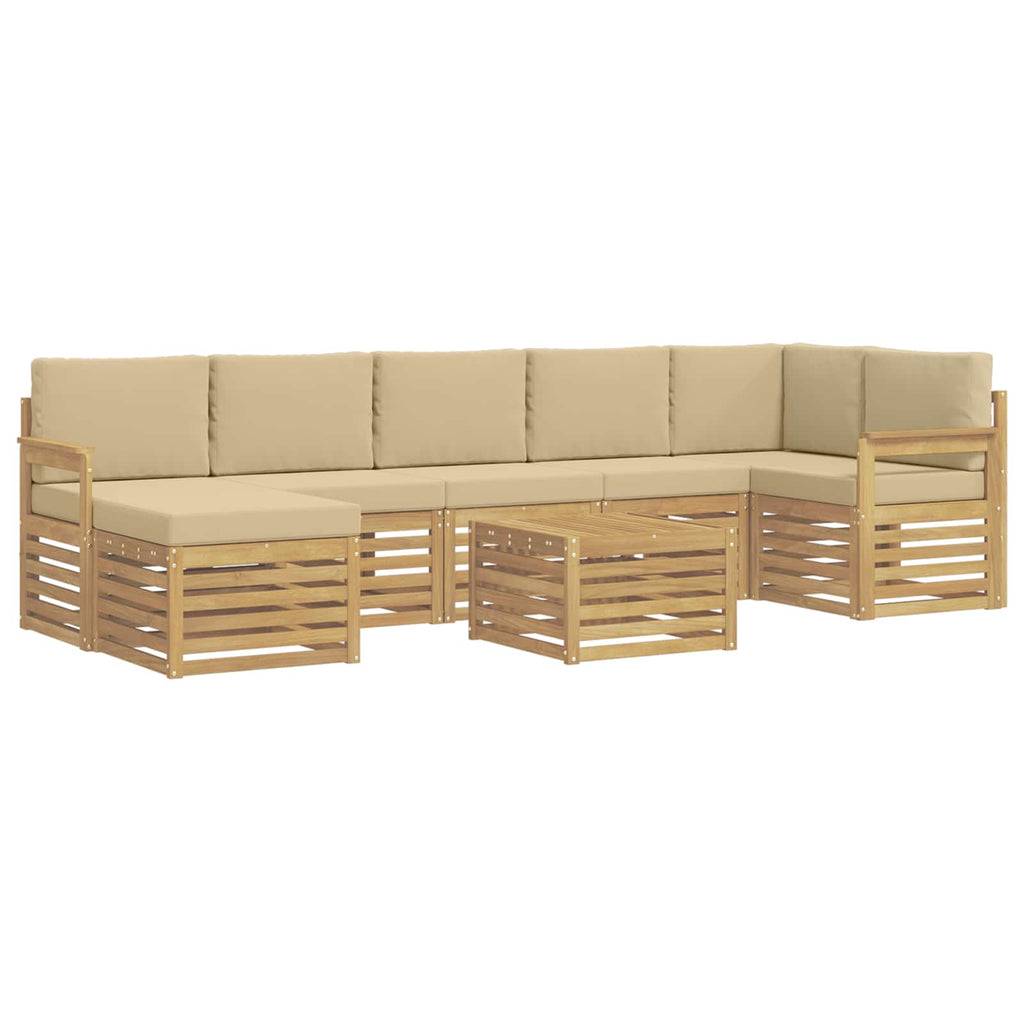 Conjunto de sofás de exterior 7 pcs Blanco y Beige