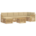Conjunto de sofás de exterior 7 pcs Blanco y Beige