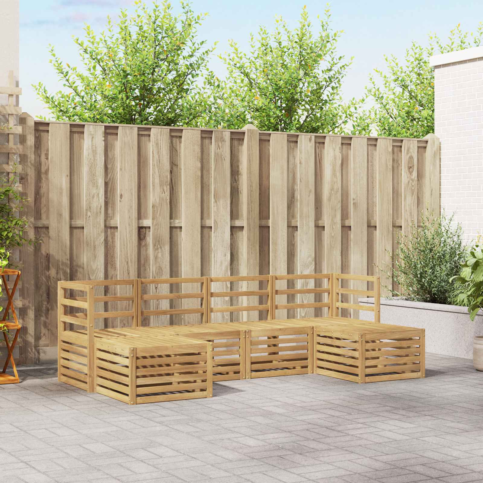 Conjunto de sofás de exterior 5 pcs Blanco 249 x 122,5 x 73 cm