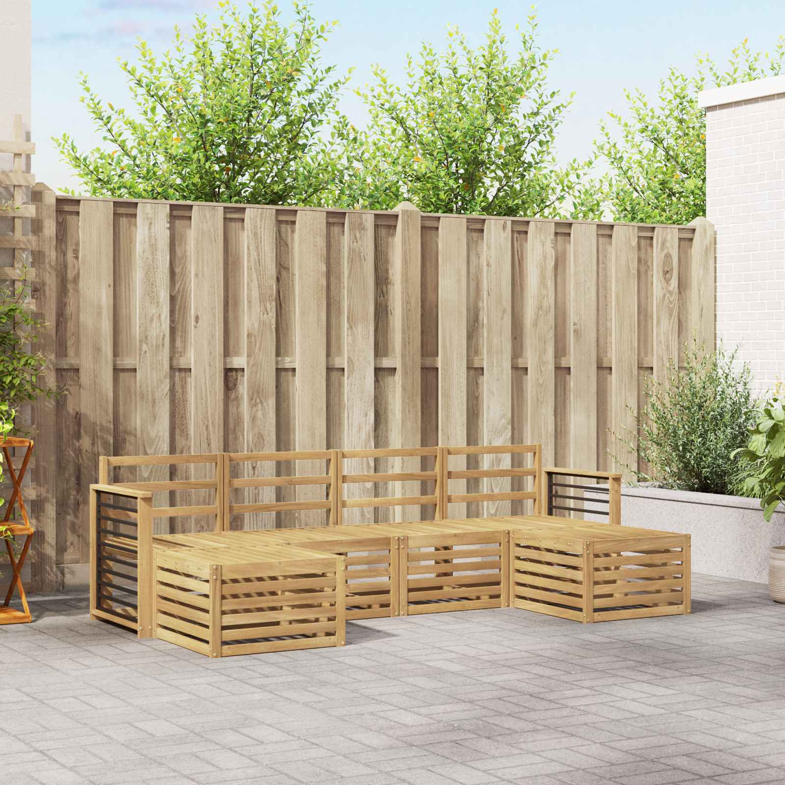 Conjunto de sofás de exterior 5 pcs Blanco 249 x 122,5 x 73 cm