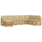 Conjunto de sofás de exterior 6 pcs Blanco y Beige