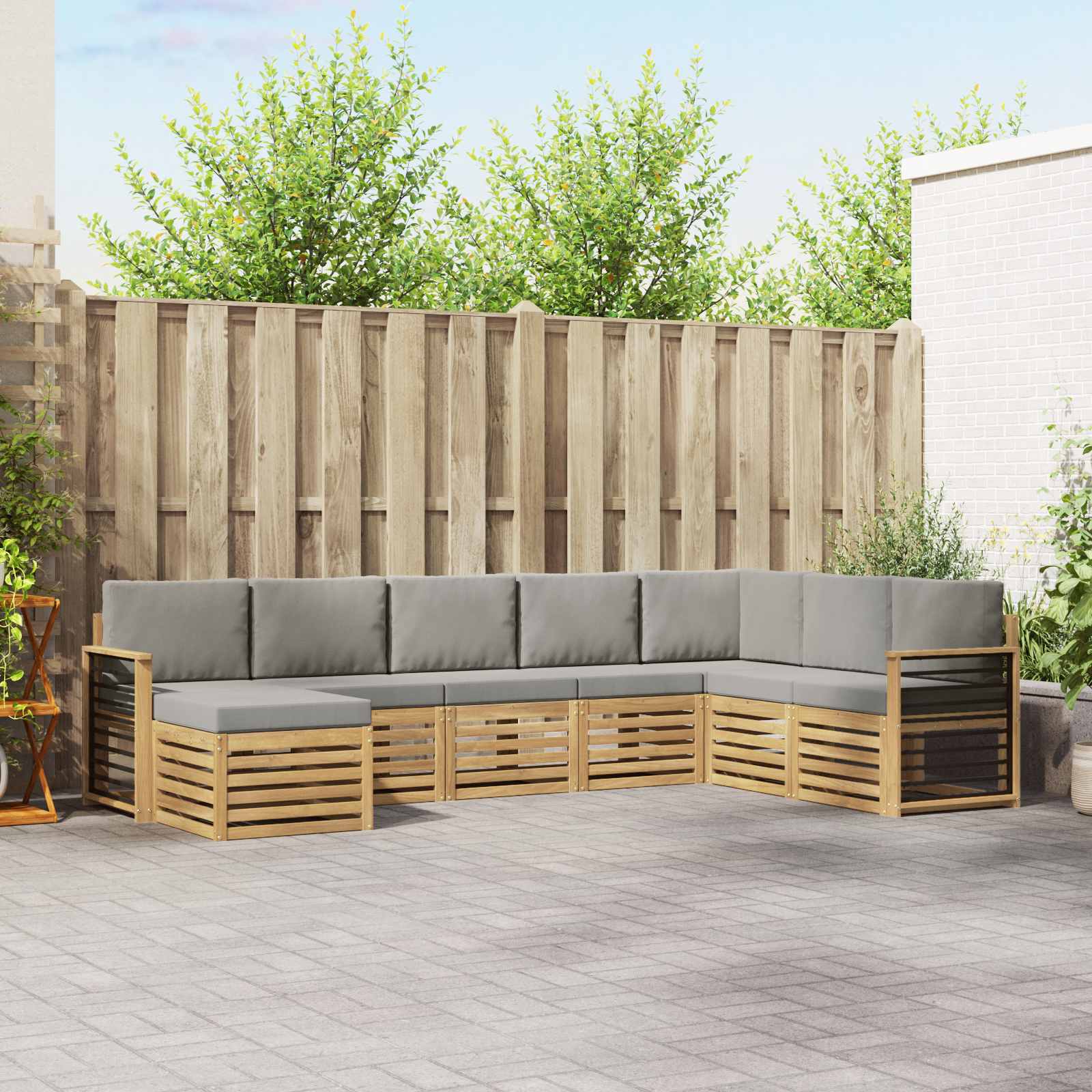 Conjunto de sofás de exterior 8 pcs Blanco y Gris Claro