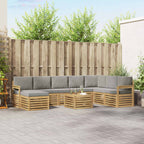 Conjunto de sofás de exterior 7 pcs Blanco y Gris Claro