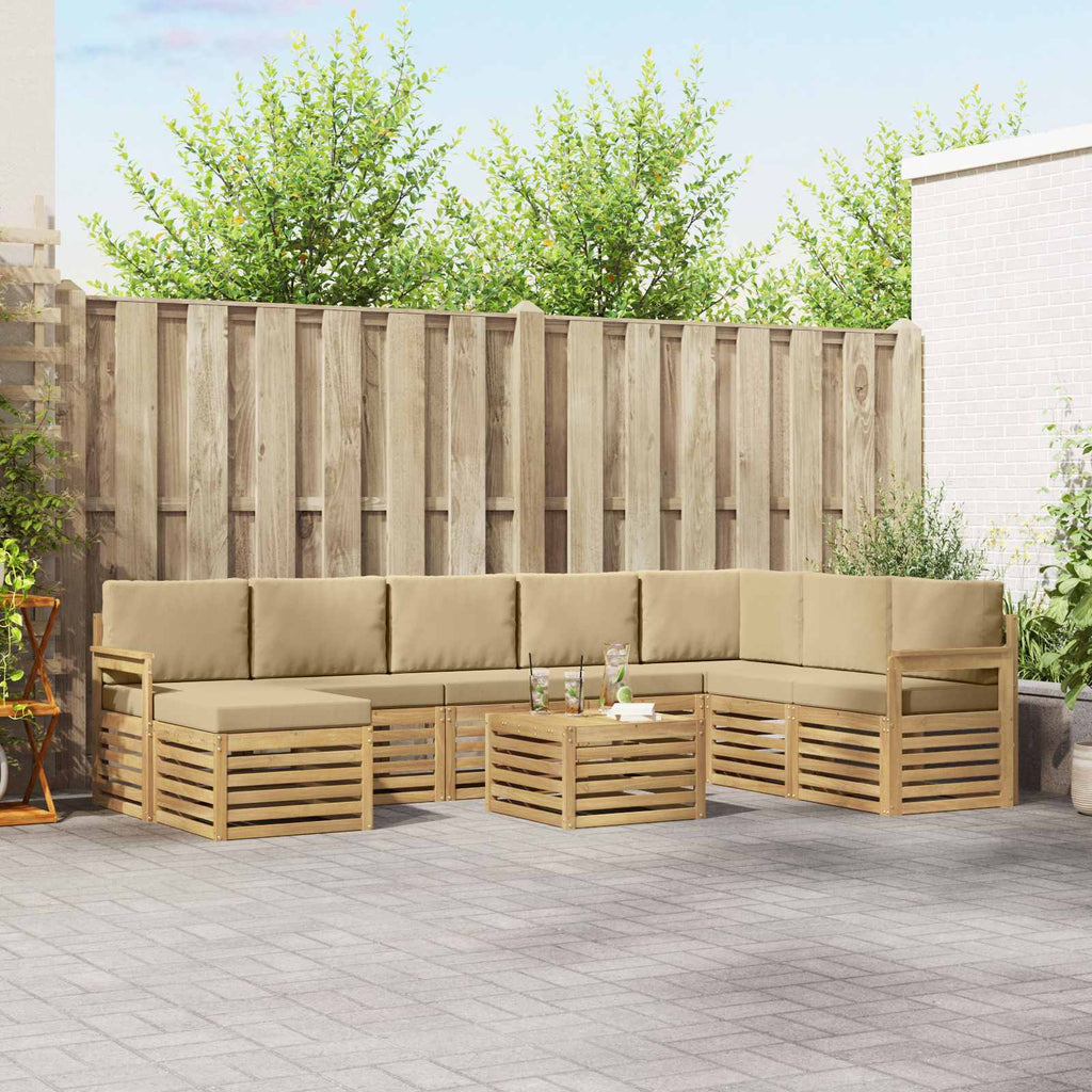 Conjunto de sofás de exterior 7 pcs Blanco y Beige