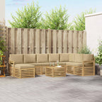 Conjunto de sofás de exterior 7 pcs Blanco y Beige