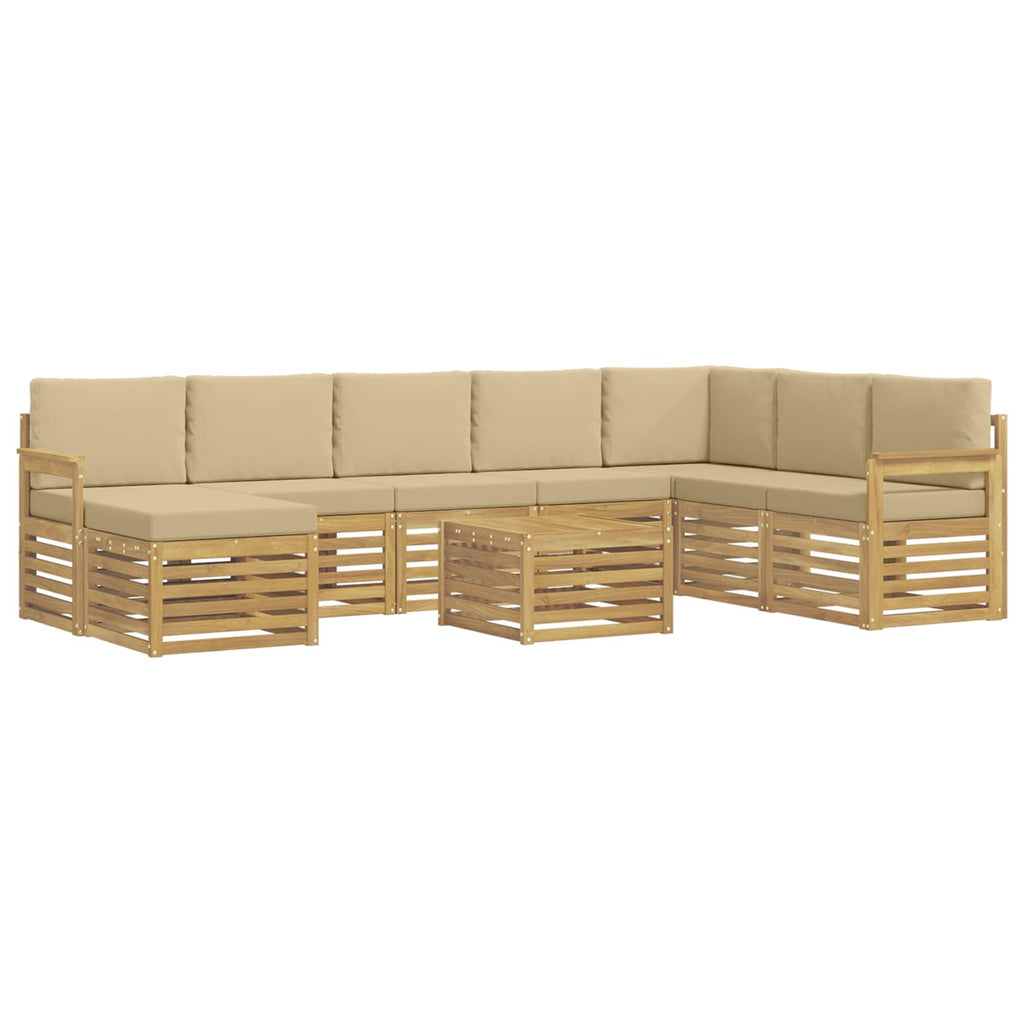 Conjunto de sofás de exterior 7 pcs Blanco y Beige