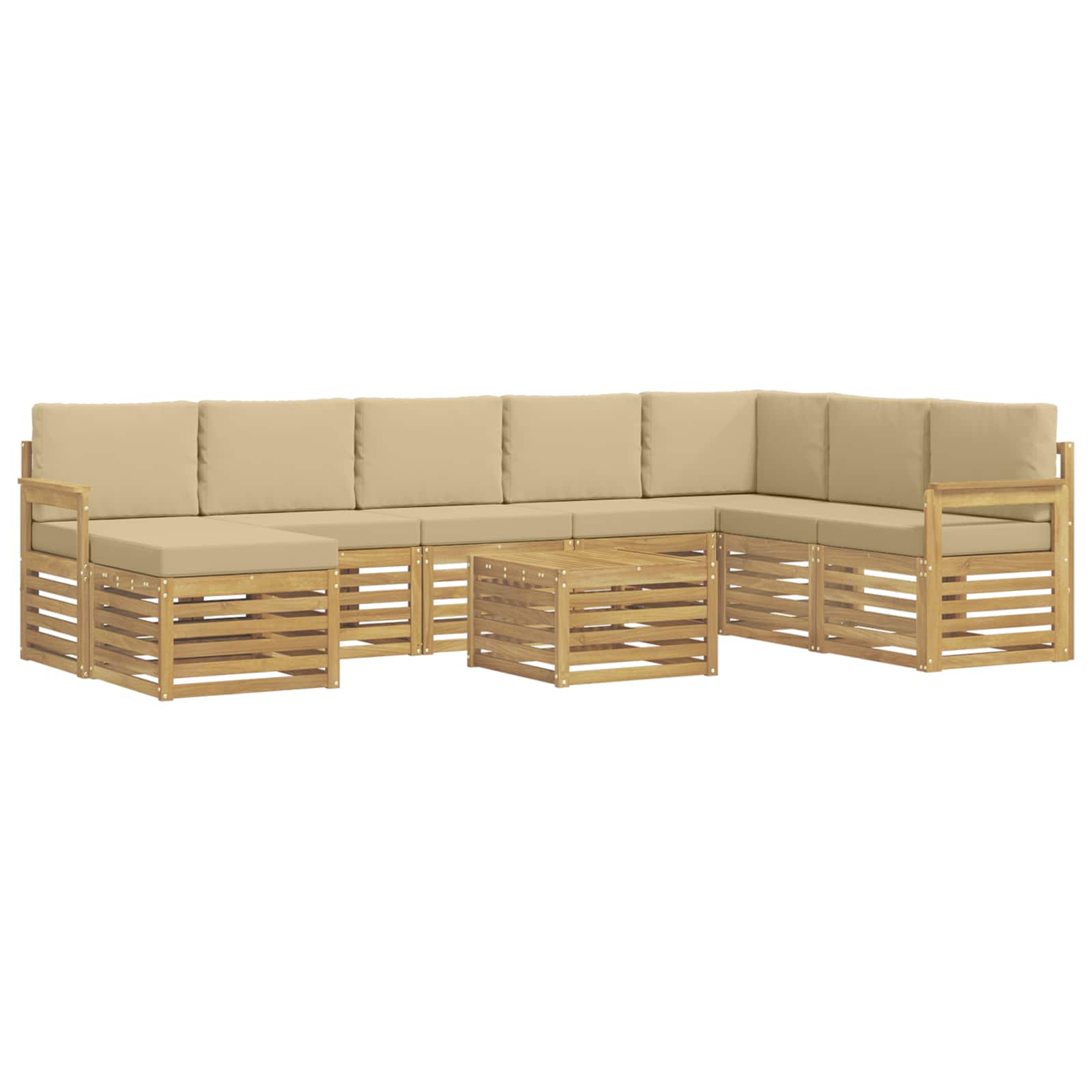 Conjunto de sofás de exterior 7 pcs Blanco y Beige