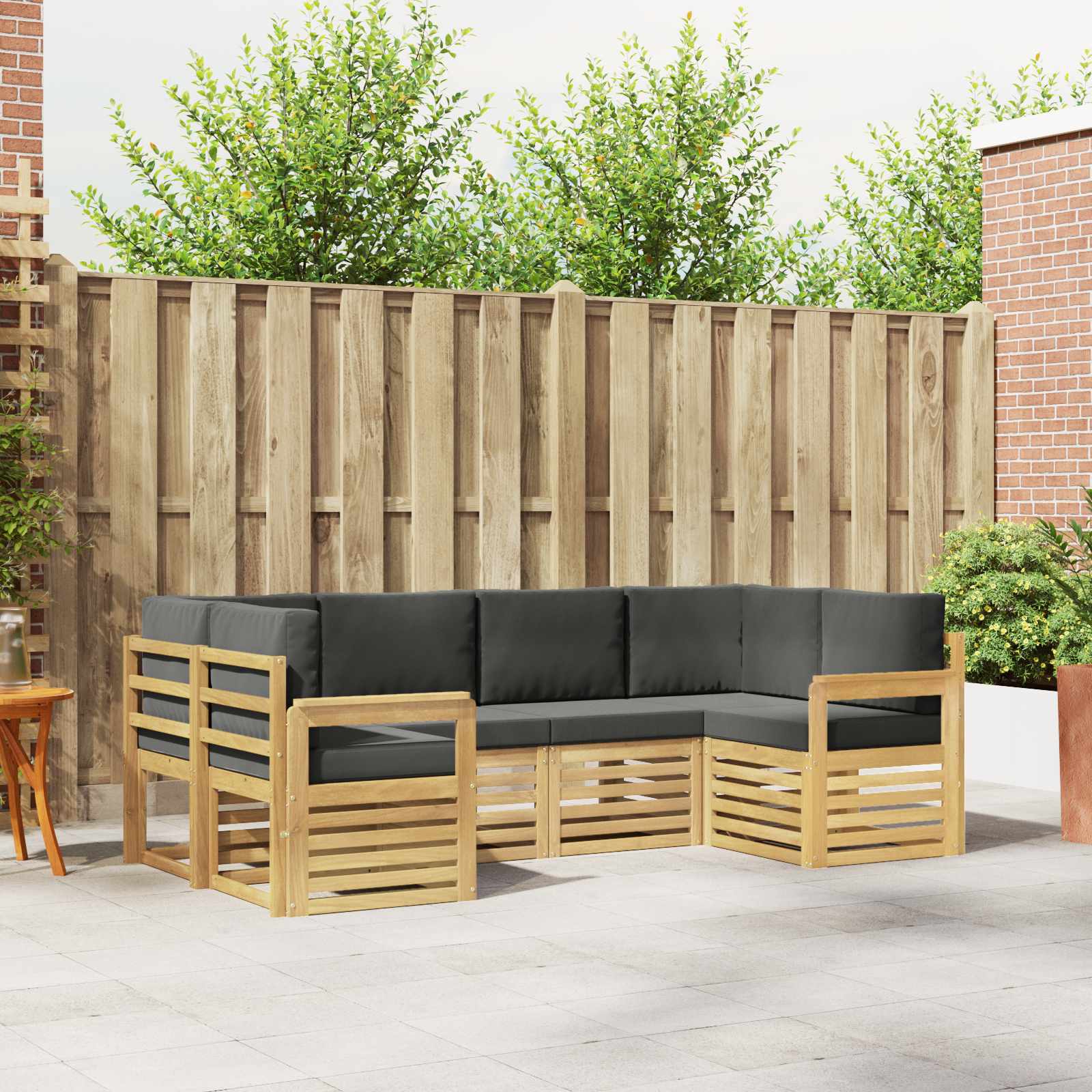 Conjunto de sofás de exterior 5 pcs Blanco y Antracita