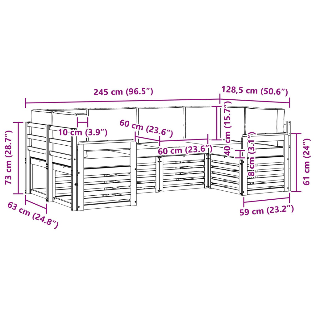 Conjunto de sofás de exterior 5 pcs Blanco y Antracita