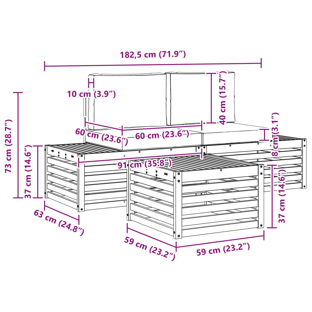 Conjunto de sofás de exterior 4 Pieza