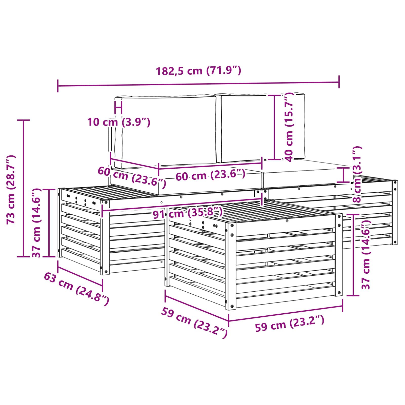Conjunto de sofás de exterior 4 Pieza