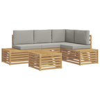 Conjunto de sofás de exterior 5 Pieza Blanco y Gris Claro