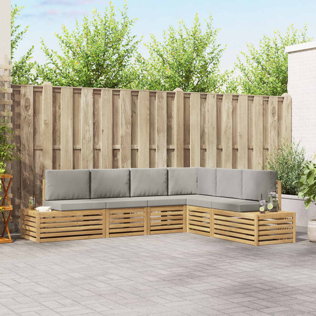 Conjunto de sofás de exterior 6 Pieza Blanco y Gris Claro