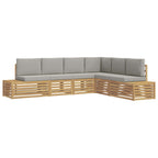 Conjunto de sofás de exterior 6 Pieza Blanco y Gris Claro