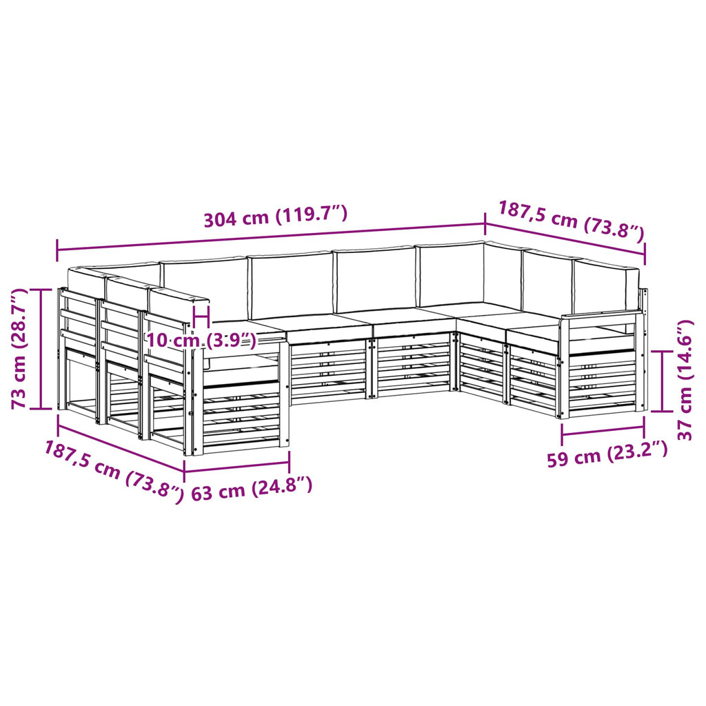Conjunto de sofás de exterior 7 pcs Blanco y Antracita