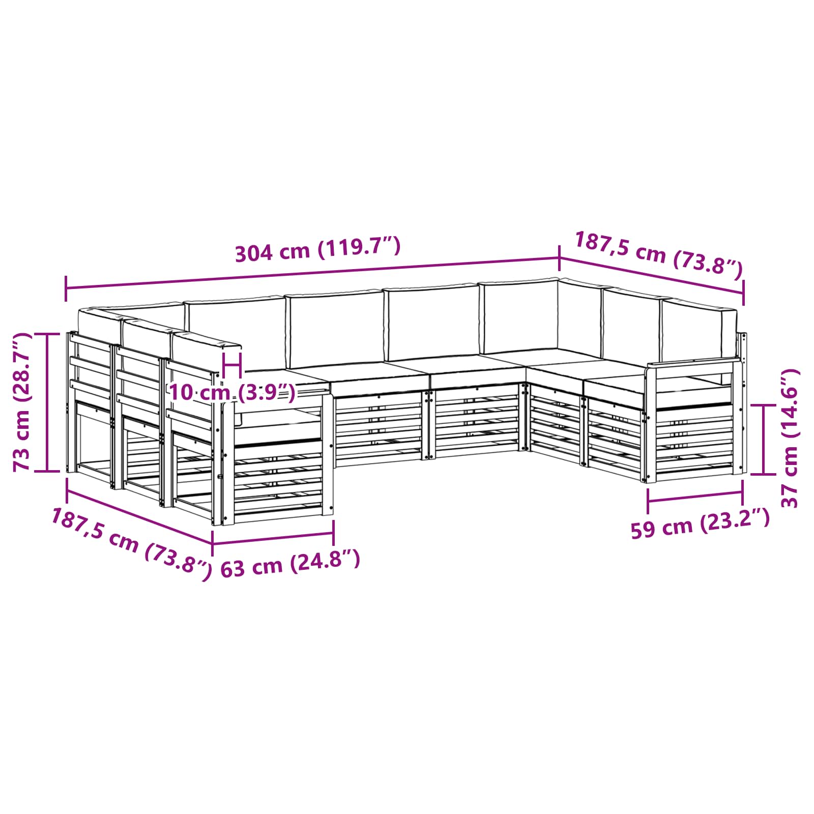 Conjunto de sofás de exterior 7 pcs Blanco y Antracita