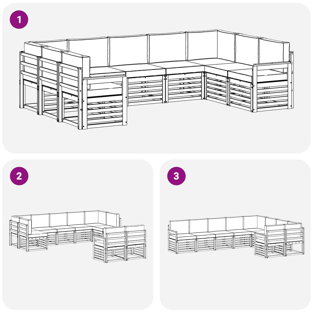 Conjunto de sofás de exterior 7 pcs Blanco y Antracita