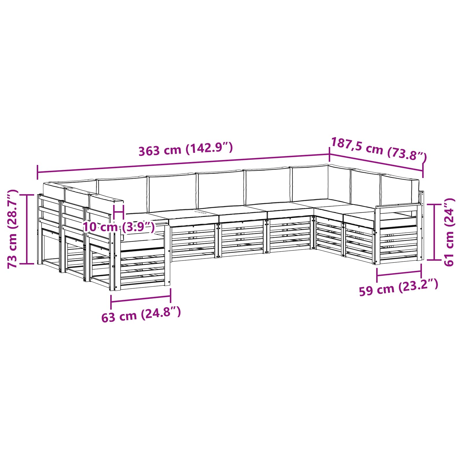 Conjunto de sofás de exterior 7 pcs Blanco y Antracita