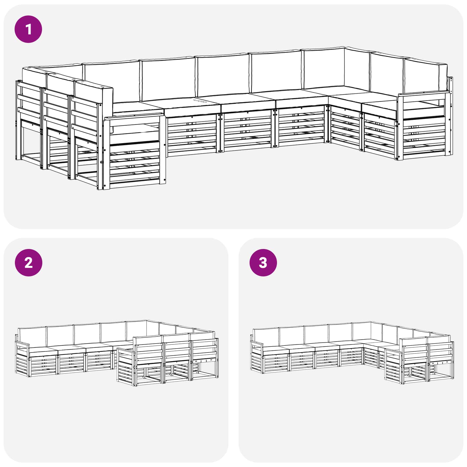 Conjunto de sofás de exterior 7 pcs Blanco y Antracita