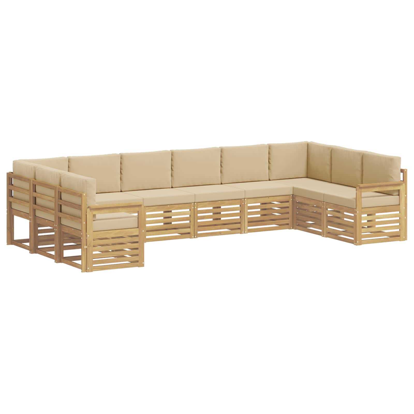 Conjunto de sofás de exterior 7 pcs Blanco y Beige