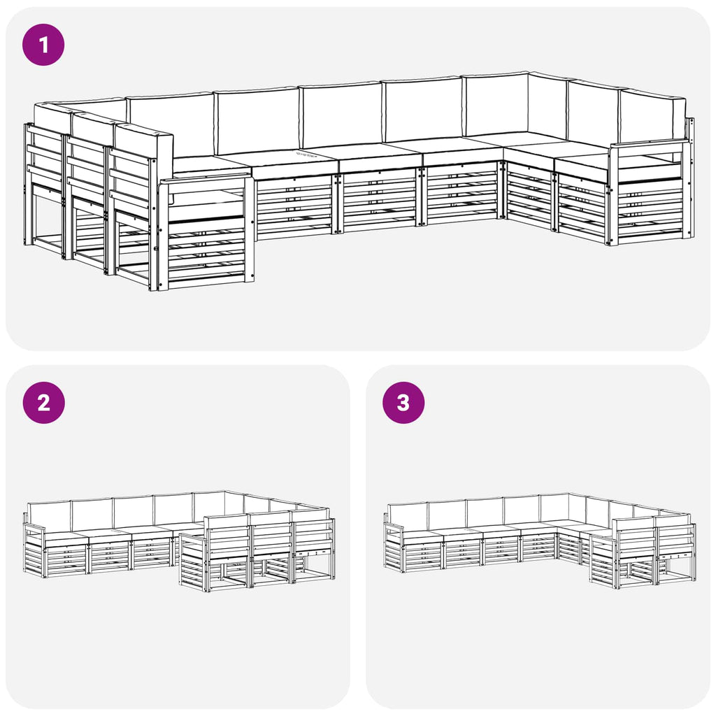 Conjunto de sofás de exterior 7 pcs Blanco y Beige