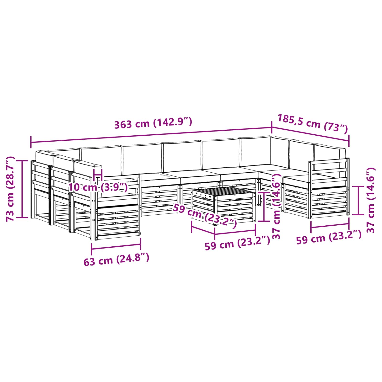 Conjunto de sofás de exterior 8 pcs Blanco y Antracita