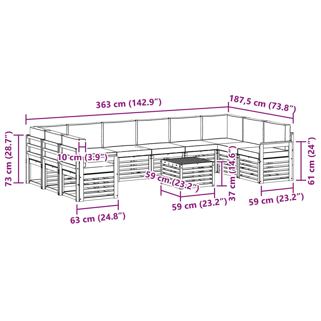 Conjunto de sofás de exterior 8 pcs Blanco y Crema