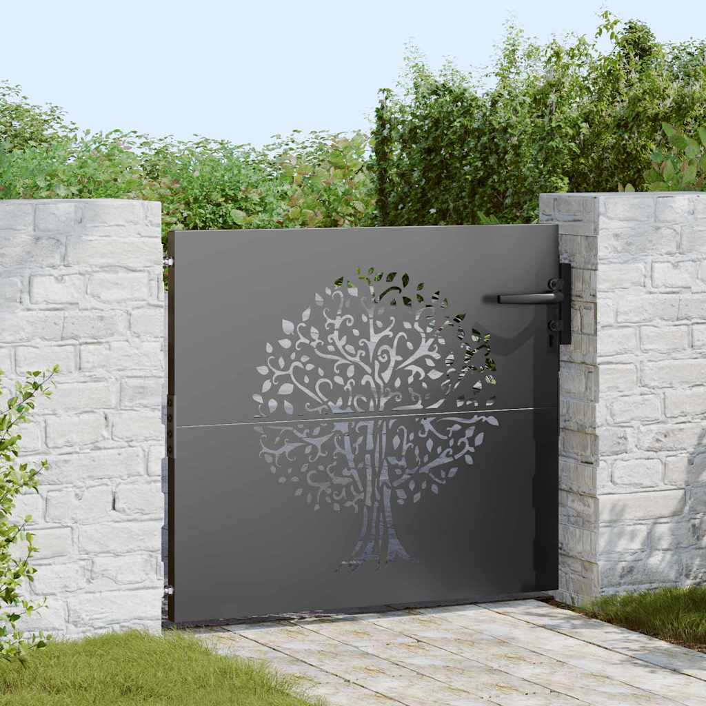 Puerta de jardín con cerradura Negro 85 x 100 cm