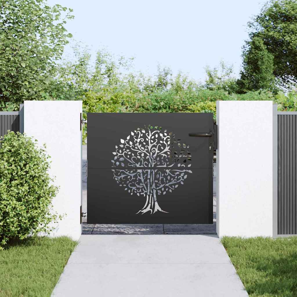 Puerta de jardín con cerradura Negro 85 x 100 cm