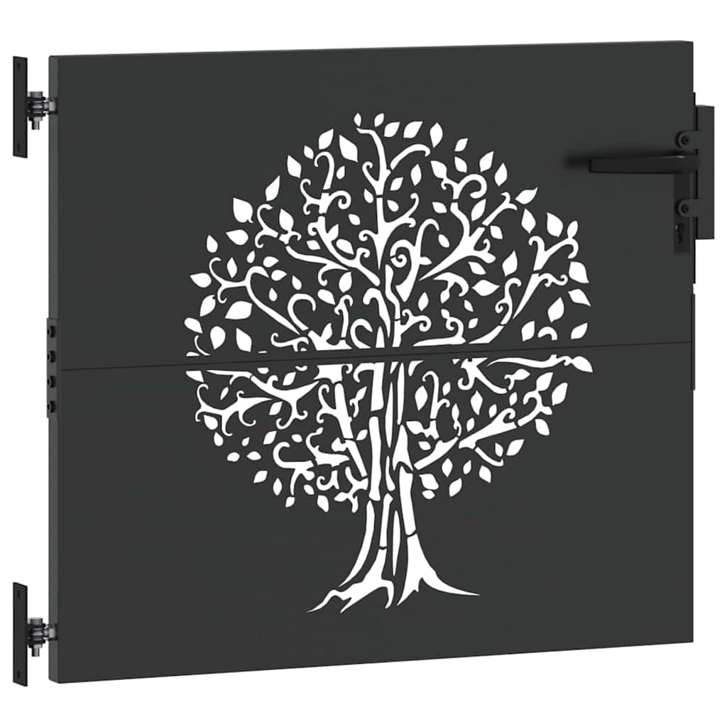 Puerta de jardín con cerradura Negro 85 x 100 cm