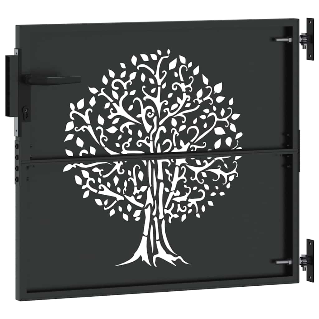 Puerta de jardín con cerradura Negro 85 x 100 cm
