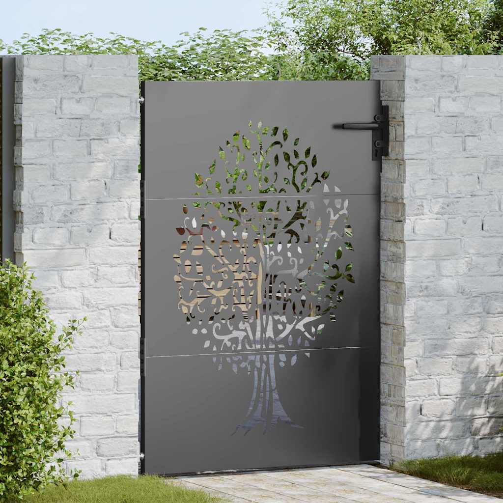 Puerta de jardín con cerradura Negro 85 x 100 cm