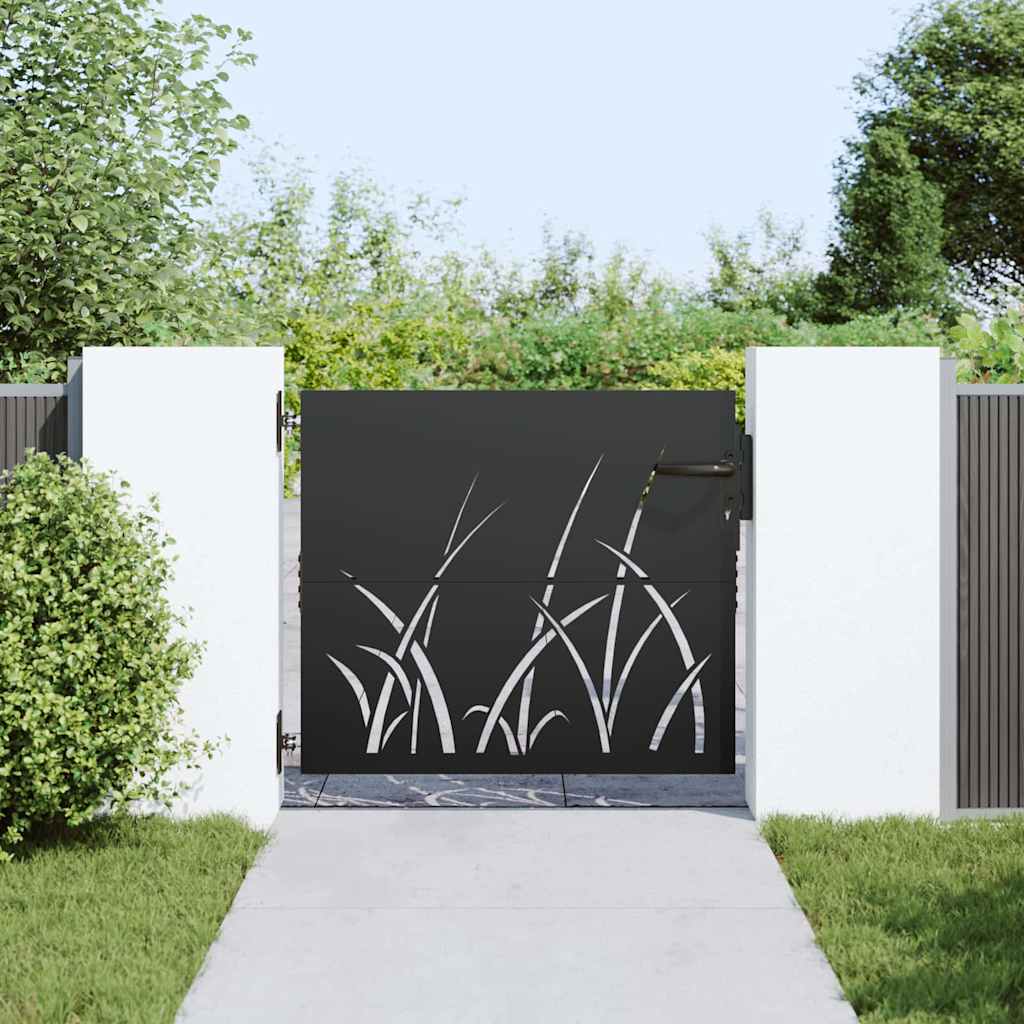 Puerta de jardín con cerradura Negro 85 x 100 cm