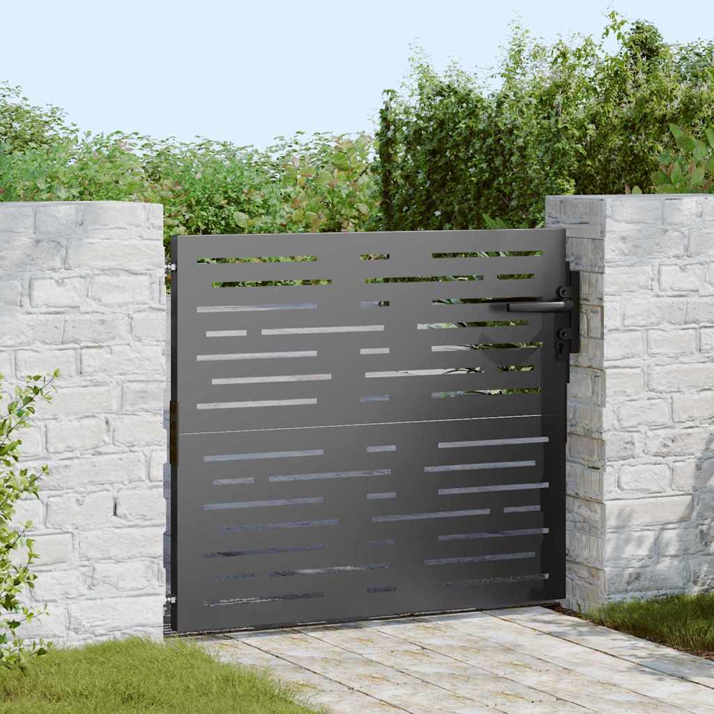 Puerta de jardín con cerradura Negro 85 x 100 cm