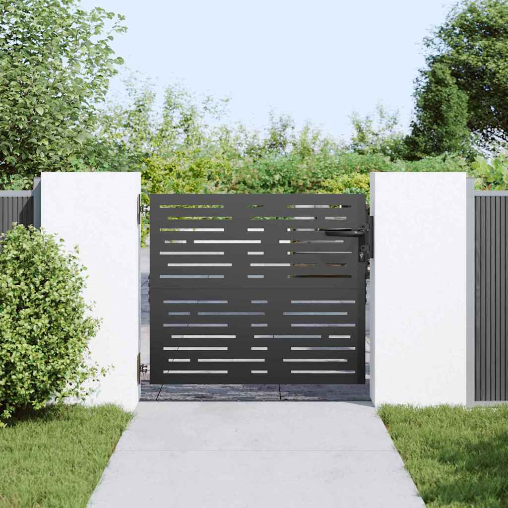 Puerta de jardín con cerradura Negro 85 x 100 cm