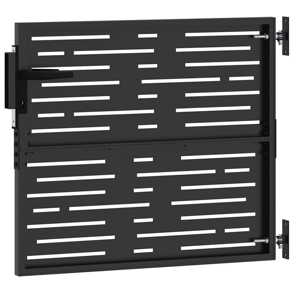 Puerta de jardín con cerradura Negro 85 x 100 cm